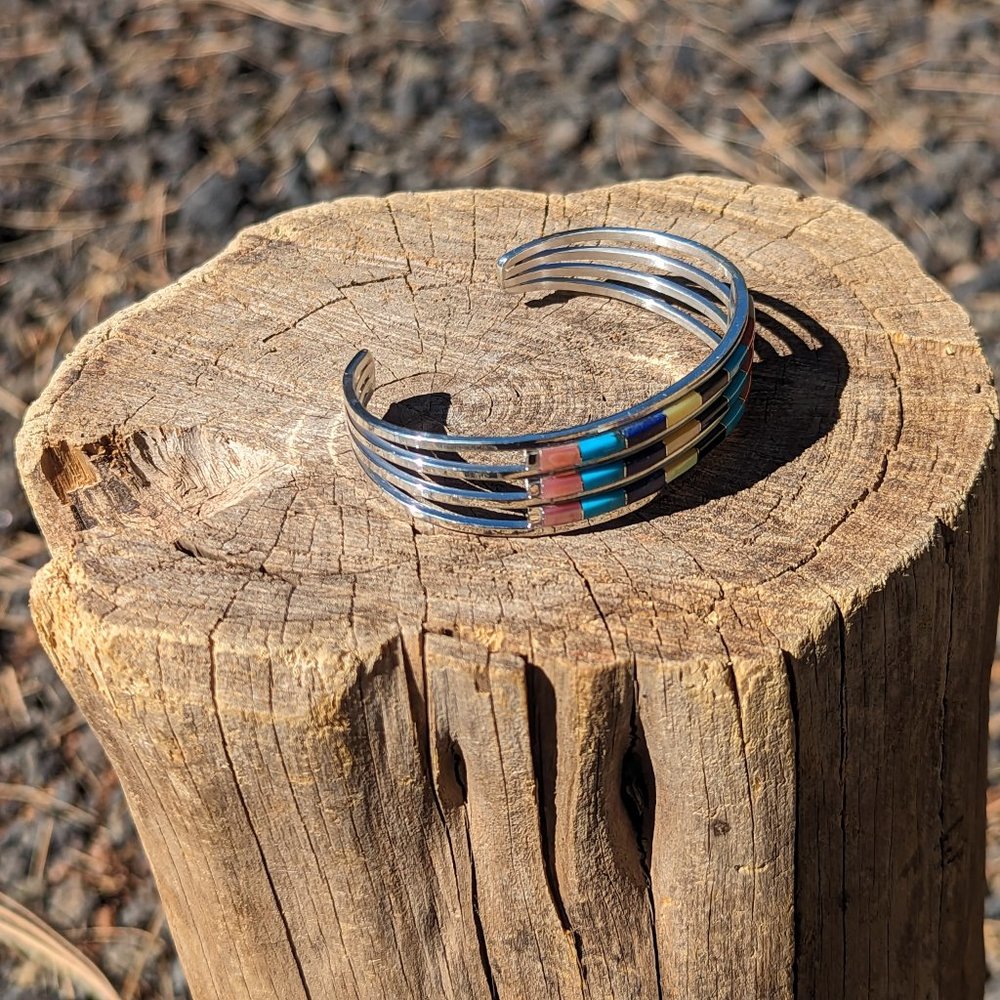 Zuni Cuff Bracelet Genuine NA Jewelry‎ Sterling Silver Native American Sz 6.5*** - Picture 5 of 10